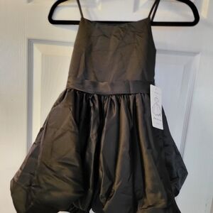 Girls Elegant Black Bubble Hem Dress